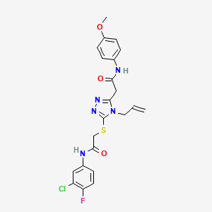 molecular formula C22H21ClFN5O3S B4159181 2-[5-({2-[(3-chloro-4-fluorophenyl)amino]-2-oxoethyl}sulfanyl)-4-(prop-2-en-1-yl)-4H-1,2,4-triazol-3-yl]-N-(4-methoxyphenyl)acetamide 