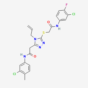 molecular formula C22H20Cl2FN5O2S B4159187 2-[4-allyl-5-({2-[(3-chloro-4-fluorophenyl)amino]-2-oxoethyl}thio)-4H-1,2,4-triazol-3-yl]-N-(3-chloro-4-methylphenyl)acetamide 