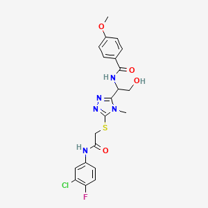 N-{1-[5-({2-[(3-chloro-4-fluorophenyl)amino]-2-oxoethyl}sulfanyl)-4-methyl-4H-1,2,4-triazol-3-yl]-2-hydroxyethyl}-4-methoxybenzamide