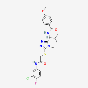 N-{1-[5-({2-[(3-chloro-4-fluorophenyl)amino]-2-oxoethyl}sulfanyl)-4-methyl-4H-1,2,4-triazol-3-yl]-2-methylpropyl}-4-methoxybenzamide