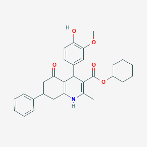 molecular formula C30H33NO5 B415924 Cyclohexyl 4-(4-hydroxy-3-methoxyphenyl)-2-methyl-5-oxo-7-phenyl-1,4,5,6,7,8-hexahydroquinoline-3-carboxylate 