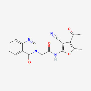 molecular formula C18H14N4O4 B4159258 N-(4-acetyl-3-cyano-5-methylfuran-2-yl)-2-(4-oxoquinazolin-3(4H)-yl)acetamide 