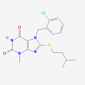 molecular formula C18H21ClN4O2S B415926 7-(2-chlorobenzyl)-8-(isopentylsulfanyl)-3-methyl-3,7-dihydro-1H-purine-2,6-dione CAS No. 313470-33-6