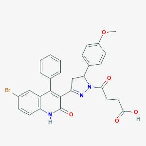 4-(3-(6-bromo-2-oxo-4-phenyl-1,2-dihydroquinolin-3-yl)-5-(4-methoxyphenyl)-4,5-dihydro-1H-pyrazol-1-yl)-4-oxobutanoic acid