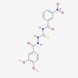 molecular formula C17H16N4O6S B4159294 N-{[2-(3,4-dimethoxybenzoyl)hydrazino]carbonothioyl}-3-nitrobenzamide 