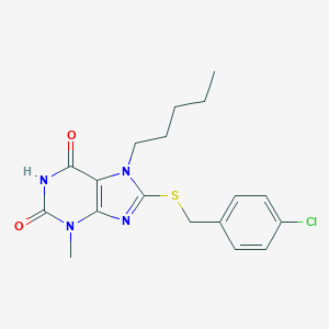 molecular formula C18H21ClN4O2S B415931 8-[(4-chlorobenzyl)sulfanyl]-3-methyl-7-pentyl-3,7-dihydro-1H-purine-2,6-dione CAS No. 327168-70-7