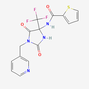 molecular formula C15H11F3N4O3S B4159344 N-[2,5-dioxo-1-(3-pyridinylmethyl)-4-(trifluoromethyl)-4-imidazolidinyl]-2-thiophenecarboxamide 