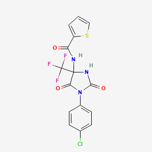 N-[1-(4-chlorophenyl)-2,5-dioxo-4-(trifluoromethyl)imidazolidin-4-yl]thiophene-2-carboxamide