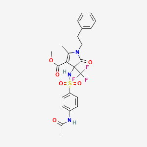 molecular formula C24H24F3N3O6S B4159358 methyl 4-({[4-(acetylamino)phenyl]sulfonyl}amino)-2-methyl-5-oxo-1-(2-phenylethyl)-4-(trifluoromethyl)-4,5-dihydro-1H-pyrrole-3-carboxylate 