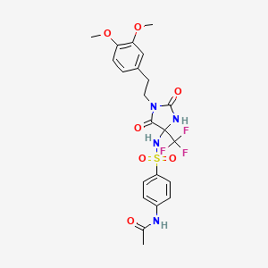 molecular formula C22H23F3N4O7S B4159378 N-[4-({[1-[2-(3,4-dimethoxyphenyl)ethyl]-2,5-dioxo-4-(trifluoromethyl)-4-imidazolidinyl]amino}sulfonyl)phenyl]acetamide 