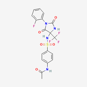 molecular formula C18H14F4N4O5S B4159388 N-[4-({[1-(2-fluorophenyl)-2,5-dioxo-4-(trifluoromethyl)-4-imidazolidinyl]amino}sulfonyl)phenyl]acetamide 