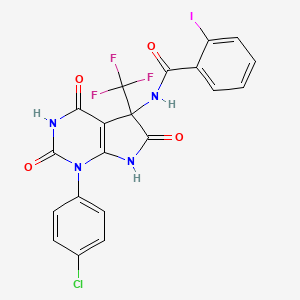 molecular formula C20H11ClF3IN4O4 B4159392 N-[1-(4-chlorophenyl)-2,4,6-trioxo-5-(trifluoromethyl)-2,3,4,5,6,7-hexahydro-1H-pyrrolo[2,3-d]pyrimidin-5-yl]-2-iodobenzamide 