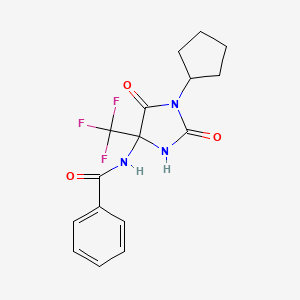 molecular formula C16H16F3N3O3 B4159424 N-[1-cyclopentyl-2,5-dioxo-4-(trifluoromethyl)imidazolidin-4-yl]benzamide 