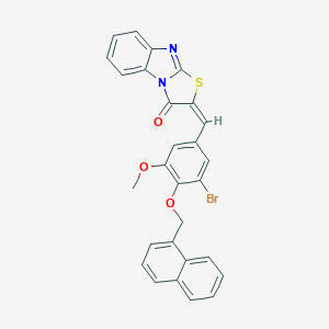 molecular formula C28H19BrN2O3S B415952 2-[3-bromo-5-methoxy-4-(1-naphthylmethoxy)benzylidene][1,3]thiazolo[3,2-a]benzimidazol-3(2H)-one 