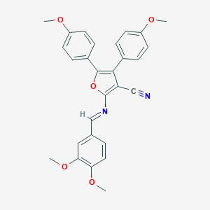 molecular formula C28H24N2O5 B415956 2-[(3,4-Dimethoxybenzylidene)amino]-4,5-bis(4-methoxyphenyl)-3-furonitrile 