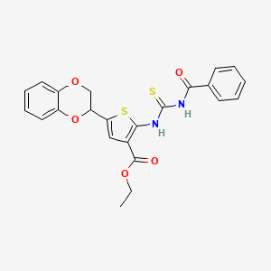 Ethyl 2-(benzoylcarbamothioylamino)-5-(2,3-dihydro-1,4-benzodioxin-3-yl)thiophene-3-carboxylate