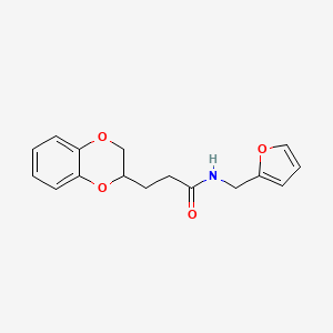 molecular formula C16H17NO4 B4159574 3-(2,3-dihydro-1,4-benzodioxin-2-yl)-N-(2-furylmethyl)propanamide 