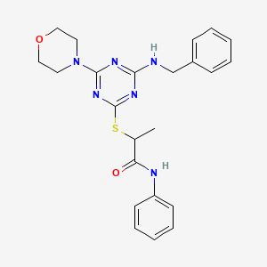 2-{[4-(benzylamino)-6-(4-morpholinyl)-1,3,5-triazin-2-yl]thio}-N-phenylpropanamide