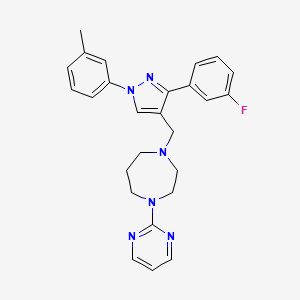 1-{[3-(3-fluorophenyl)-1-(3-methylphenyl)-1H-pyrazol-4-yl]methyl}-4-(2-pyrimidinyl)-1,4-diazepane