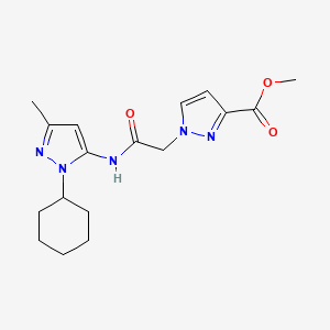 molecular formula C17H23N5O3 B4159651 methyl 1-{2-[(1-cyclohexyl-3-methyl-1H-pyrazol-5-yl)amino]-2-oxoethyl}-1H-pyrazole-3-carboxylate 