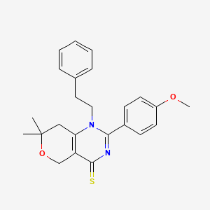 2-(4-methoxyphenyl)-7,7-dimethyl-1-(2-phenylethyl)-1,5,7,8-tetrahydro-4H-pyrano[4,3-d]pyrimidine-4-thione