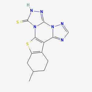 molecular formula C13H12N6S2 B4159674 11-methyl-10,11,12,13-tetrahydro[1]benzothieno[3,2-e]bis[1,2,4]triazolo[1,5-c:4',3'-a]pyrimidine-7-thiol 