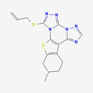 molecular formula C16H16N6S2 B4159682 7-(allylthio)-11-methyl-10,11,12,13-tetrahydro[1]benzothieno[3,2-e]bis[1,2,4]triazolo[1,5-c:4',3'-a]pyrimidine 