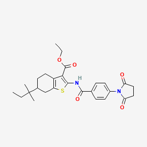 molecular formula C27H32N2O5S B4159716 Ethyl 2-({[4-(2,5-dioxopyrrolidin-1-yl)phenyl]carbonyl}amino)-6-(2-methylbutan-2-yl)-4,5,6,7-tetrahydro-1-benzothiophene-3-carboxylate 