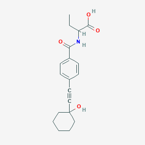 molecular formula C19H23NO4 B4159818 2-[({4-[(1-Hydroxycyclohexyl)ethynyl]phenyl}carbonyl)amino]butanoic acid 