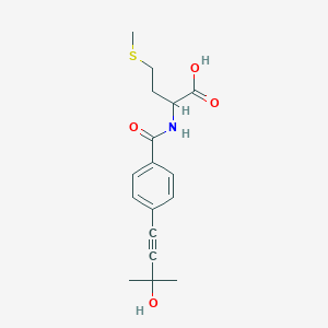 molecular formula C17H21NO4S B4159853 2-{[4-(3-HYDROXY-3-METHYL-1-BUTYNYL)BENZOYL]AMINO}-4-(METHYLSULFANYL)BUTANOIC ACID 