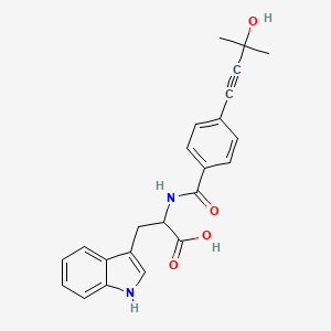 molecular formula C23H22N2O4 B4159858 2-{[4-(3-HYDROXY-3-METHYL-1-BUTYNYL)BENZOYL]AMINO}-3-(1H-INDOL-3-YL)PROPANOIC ACID 