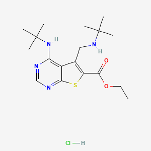 ethyl 4-(tert-butylamino)-5-[(tert-butylamino)methyl]thieno[2,3-d]pyrimidine-6-carboxylate hydrochloride