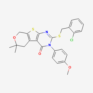 2-[(2-chlorobenzyl)thio]-3-(4-methoxyphenyl)-6,6-dimethyl-3,5,6,8-tetrahydro-4H-pyrano[4',3':4,5]thieno[2,3-d]pyrimidin-4-one