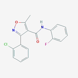 molecular formula C17H12ClFN2O2 B416010 3-(2-氯苯基)-N-(2-氟苯基)-5-甲基-1,2-恶唑-4-甲酰胺 CAS No. 301227-25-8