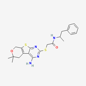 2-[(4-amino-6,6-dimethyl-5,8-dihydro-6H-pyrano[4',3':4,5]thieno[2,3-d]pyrimidin-2-yl)thio]-N-(1-methyl-2-phenylethyl)acetamide