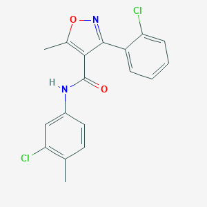 molecular formula C18H14Cl2N2O2 B416012 N-(3-chloro-4-methylphenyl)-3-(2-chlorophenyl)-5-methyl-4-isoxazolecarboxamide CAS No. 321532-05-2
