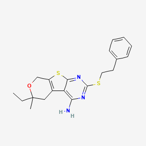 molecular formula C20H23N3OS2 B4160134 6-ethyl-6-methyl-2-[(2-phenylethyl)thio]-5,8-dihydro-6H-pyrano[4',3':4,5]thieno[2,3-d]pyrimidin-4-amine 