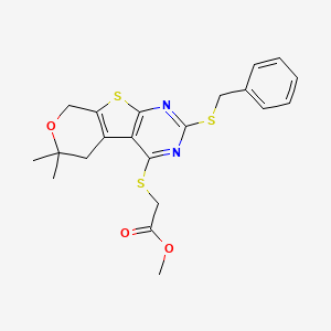 methyl {[2-(benzylthio)-6,6-dimethyl-5,8-dihydro-6H-pyrano[4',3':4,5]thieno[2,3-d]pyrimidin-4-yl]thio}acetate