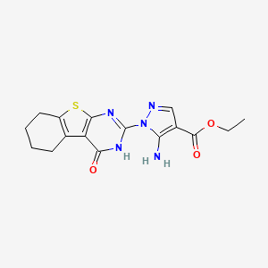 ethyl 5-amino-1-(4-oxo-3,4,5,6,7,8-hexahydro[1]benzothieno[2,3-d]pyrimidin-2-yl)-1H-pyrazole-4-carboxylate