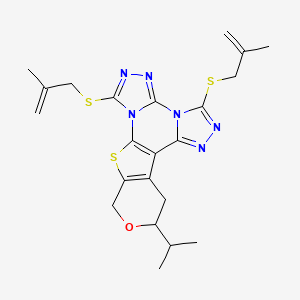 12-isopropyl-3,7-bis[(2-methyl-2-propen-1-yl)thio]-12,13-dihydro-10H-pyrano[4',3':4,5]thieno[3,2-e]bis[1,2,4]triazolo[4,3-a:4',3'-c]pyrimidine