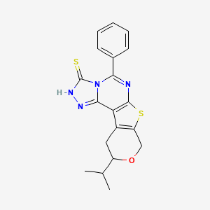 7-phenyl-14-propan-2-yl-13-oxa-10-thia-3,4,6,8-tetrazatetracyclo[7.7.0.02,6.011,16]hexadeca-1(9),2,7,11(16)-tetraene-5-thione