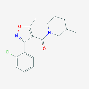 molecular formula C17H19ClN2O2 B416022 1-{[3-(2-Chlorophenyl)-5-methyl-4-isoxazolyl]carbonyl}-3-methylpiperidine CAS No. 313387-09-6