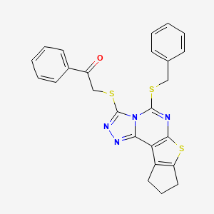 2-{[5-(benzylthio)-9,10-dihydro-8H-cyclopenta[4,5]thieno[3,2-e][1,2,4]triazolo[4,3-c]pyrimidin-3-yl]thio}-1-phenylethanone