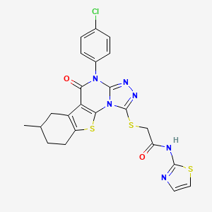 2-{[4-(4-chlorophenyl)-7-methyl-5-oxo-4,5,6,7,8,9-hexahydro[1]benzothieno[3,2-e][1,2,4]triazolo[4,3-a]pyrimidin-1-yl]thio}-N-1,3-thiazol-2-ylacetamide