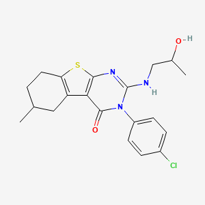 molecular formula C20H22ClN3O2S B4160250 3-(4-chlorophenyl)-2-[(2-hydroxypropyl)amino]-6-methyl-5,6,7,8-tetrahydro[1]benzothieno[2,3-d]pyrimidin-4(3H)-one 