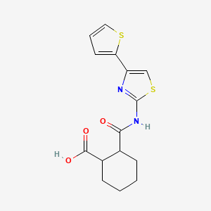 molecular formula C15H16N2O3S2 B4160258 2-({[4-(2-thienyl)-1,3-thiazol-2-yl]amino}carbonyl)cyclohexanecarboxylic acid 