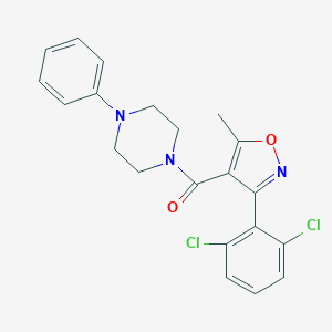 molecular formula C21H19Cl2N3O2 B416026 1-{[3-(2,6-Dichlorophenyl)-5-methyl-4-isoxazolyl]carbonyl}-4-phenylpiperazine 