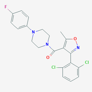 molecular formula C21H18Cl2FN3O2 B416033 1-{[3-(2,6-Dichlorophenyl)-5-methyl-4-isoxazolyl]carbonyl}-4-(4-fluorophenyl)piperazine CAS No. 326902-93-6