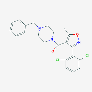 molecular formula C22H21Cl2N3O2 B416035 (4-Benzylpiperazin-1-yl)[3-(2,6-dichlorophenyl)-5-methyl-1,2-oxazol-4-yl]methanone CAS No. 153948-91-5