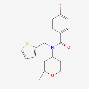 molecular formula C19H22FNO2S B4160375 N-(2,2-dimethyltetrahydro-2H-pyran-4-yl)-4-fluoro-N-(2-thienylmethyl)benzamide 